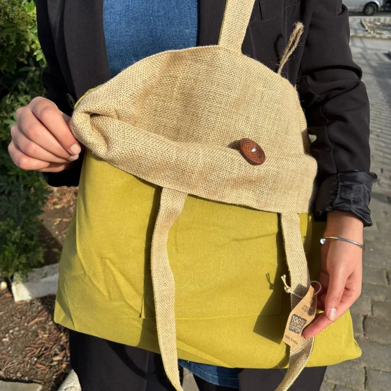 Reversible Jute & Cotton Big Bag Pistachio — foto 3