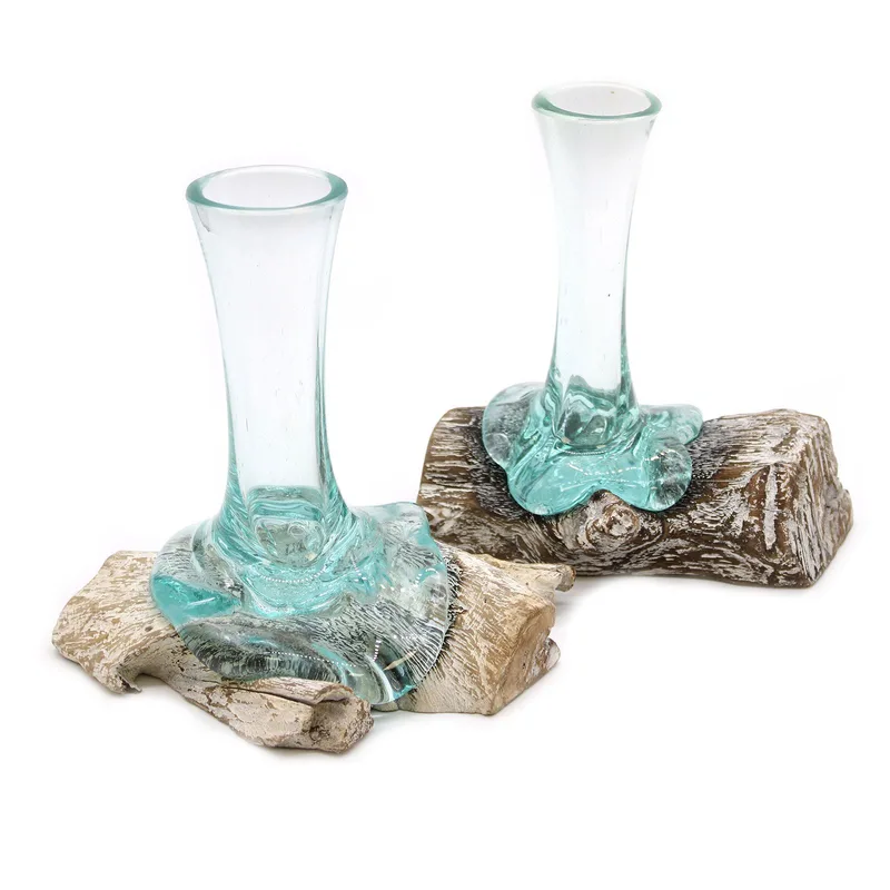 Molten Glass on Whitewash Legno Vase Small — foto 4