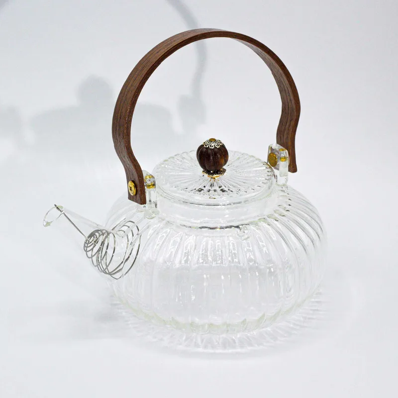 Glass Infuser Teapot Clear Ribbed Pearl 850ml — foto 4