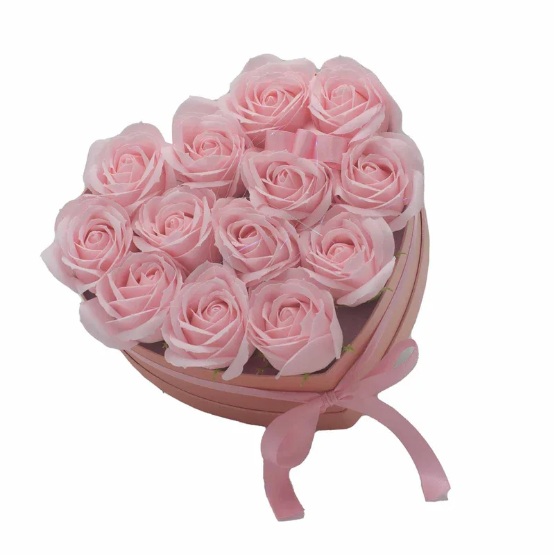 Sapone Fiore Gift Bouquet 13 Pink Roses Heart — foto 3