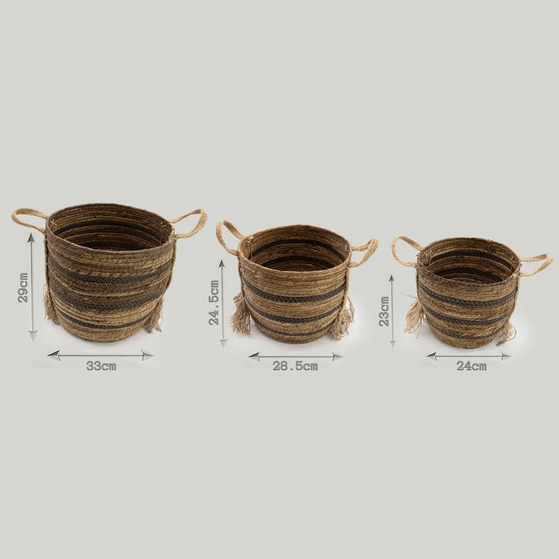 Bananna Leaf & Seagrass Large Baskets Naturale Browns Set of 3 — foto 4