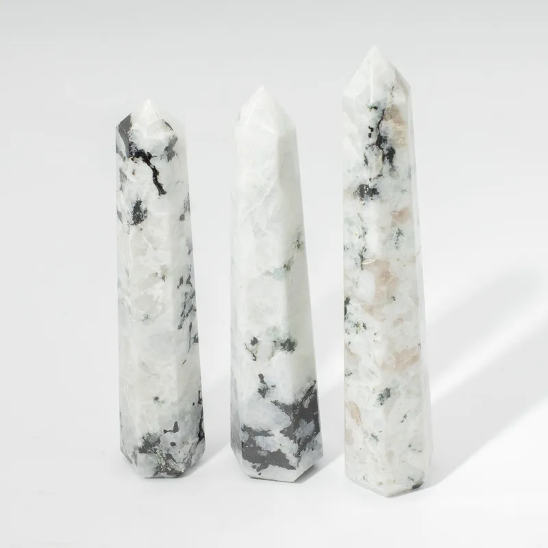 Gemstone Six Face Obelisk Point approx 17cm - Rainbow Moonstone — foto 4