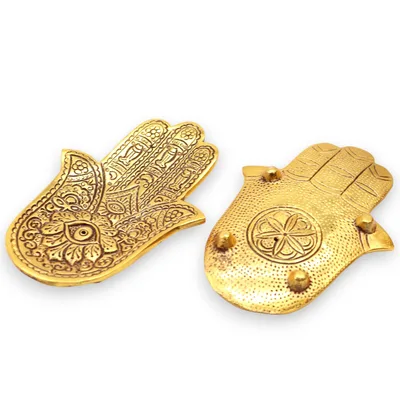 Oro Aluminium Small Hamsa Incenso Porta 13x5.5cm