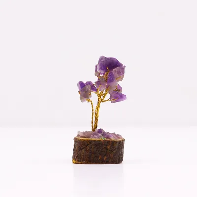 Mini Gemstone Trees On Legno Base - Amethyst (15 stones) — foto 2