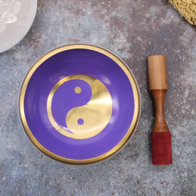Lrg Yin & Yang Singing Bowl Set- White/Purple 14cm — foto 6