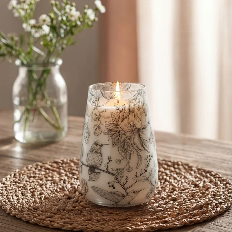 Tall Glass Jar Candele Drawn by Flame — foto 1