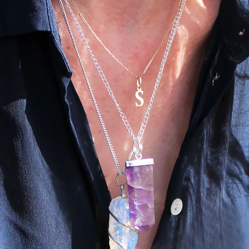 Gemstone Flat Pencil Pendant Rosa Quartz — foto 1