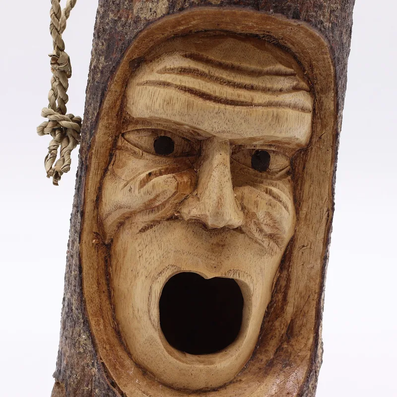Albero Trunk Face Bird House Grumpy Old Man — foto 3