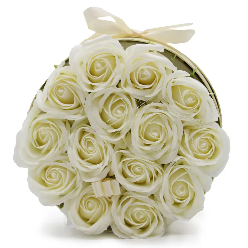 Sapone Fiore Gift Bouquet 14 Crema Roses Round — foto 5