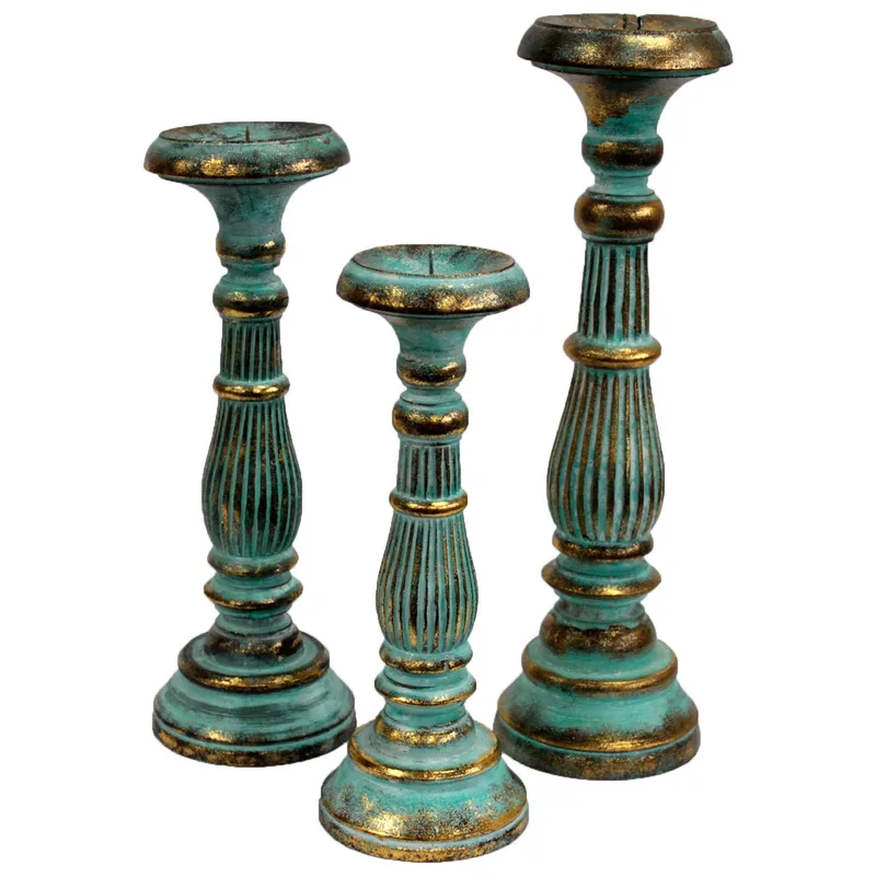 Small Candela Stand Turquois Oro — foto 3