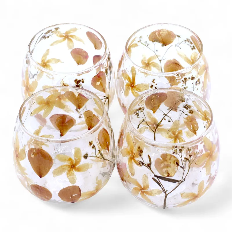 Naturale Floral Glass - Straight Candela Porta - Rosa - (8x8cm) — foto 5