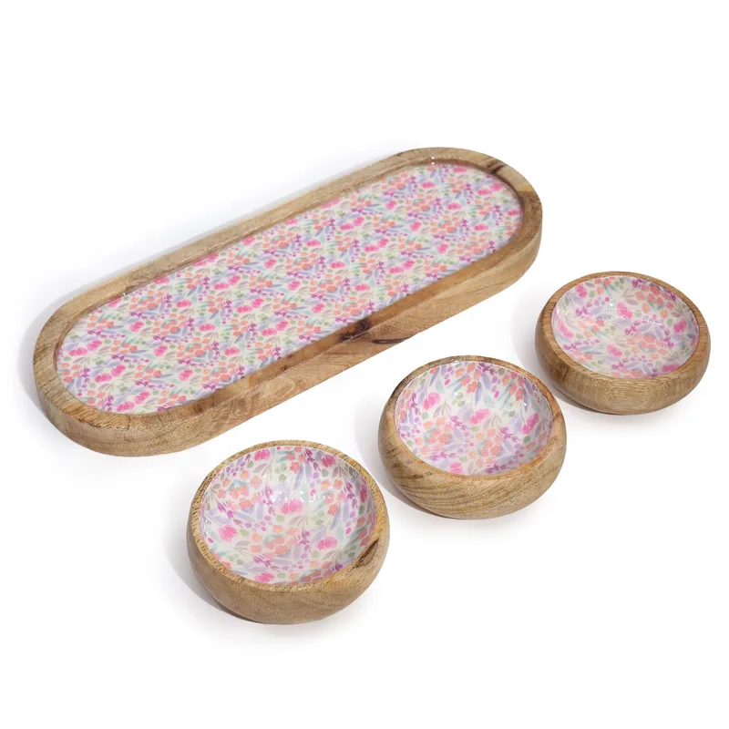 Mango Legno Tray with 3 Bowls Pretty Floral — foto 2