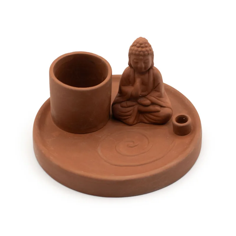 Multi Purpose Buddha Incenso Plate Naturale Terracotta Style — foto 5