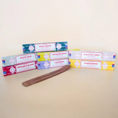 Satya Incenso Sticks Starter Pack Set (7 scents + Mango Legno Incenso Porta