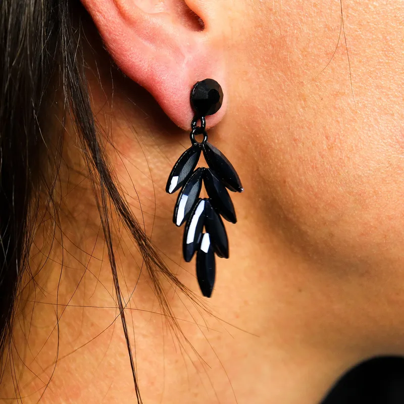 Jet Nero - Vintage Glass - Long Drop - Earrings — foto 4
