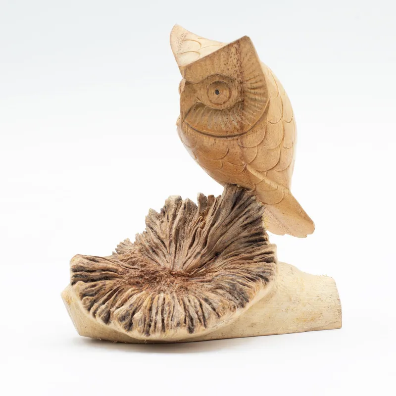 Fatto a mano Parasite Legno Art Carving Owl Watching — foto 4