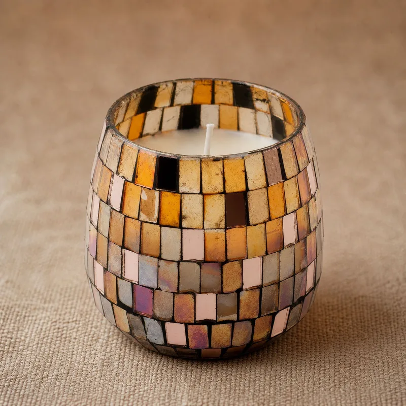 Medium Glass Jar Candele Ambra Mosaic