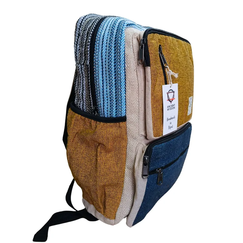 Large Boxy Hemp Backpack Teal & Tumeric — foto 2