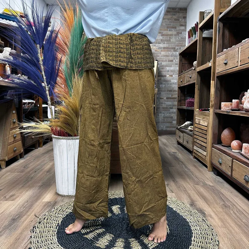 Yoga and Festival Pants Thai Fisherman Mandala Mantra on Arancia — foto 2