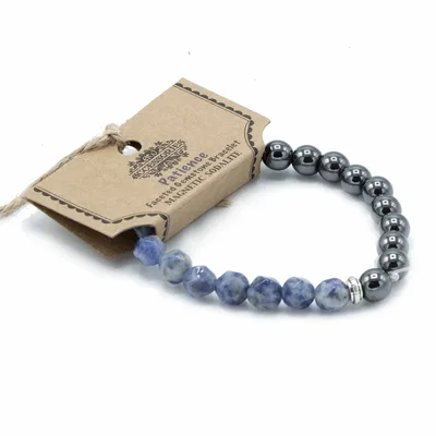 Bracciale con Pietre Naturali Tagliate - Sodalite Magnetica