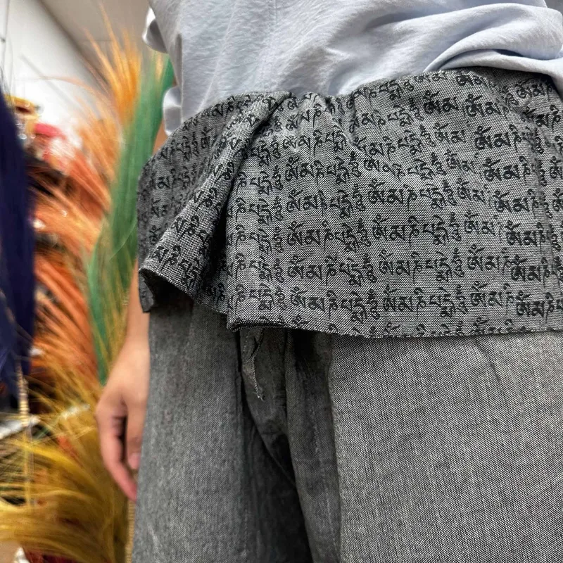 Yoga and Festival Pants Thai Fisherman Mandala Mantra on Grey — foto 3