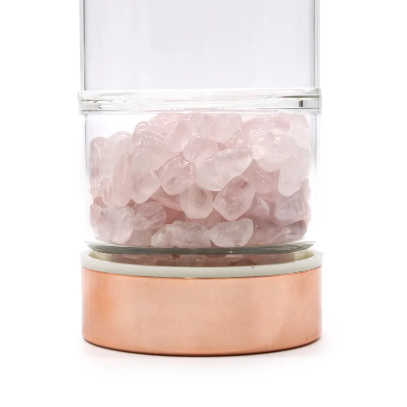 Crystal Glass Tè Infuser Bottle Rosa Oro Rosa Quartz — foto 2