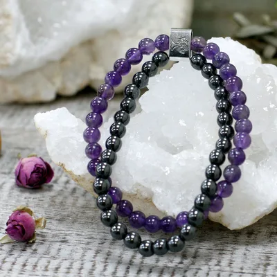 Bracciale con Pietra Naturale Magnetica - Amethyst