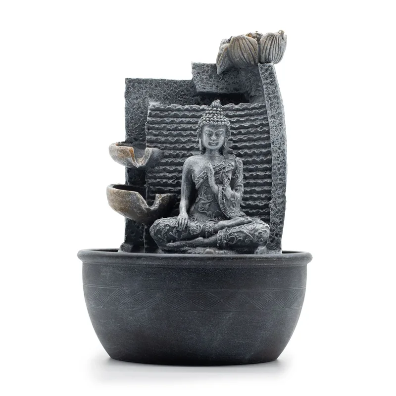 Tabletop Water Feature 19x19x28cm Buddha, Lotus Fiore Cascading Potsx