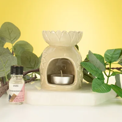 Ceramic Sunflower Olio Bruciatore - Pastel Beige — foto 1