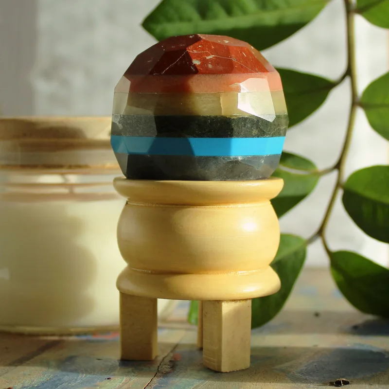 Gemstone Faceted Healing Ball & Stand Seven Chakra — foto 2