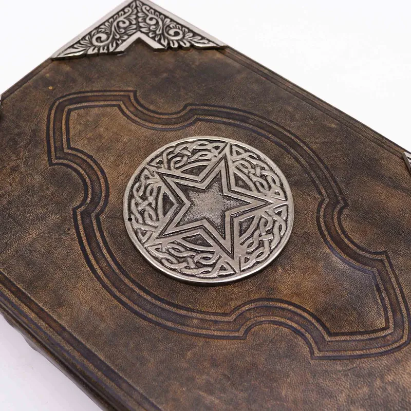 Heafty Brown Tan Book Zinc Pentagon Decor 200 Deckle Edges Pages 26x18cm — foto 1