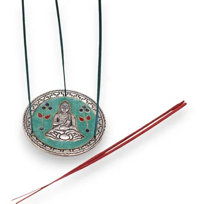 Buddha Verde Decor Incenso Porta 10cm