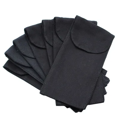 Pochette in Cotone per Ruoterelle da Viso con Pietre Preziose – 280ml – Nera 9x19cm — foto 1