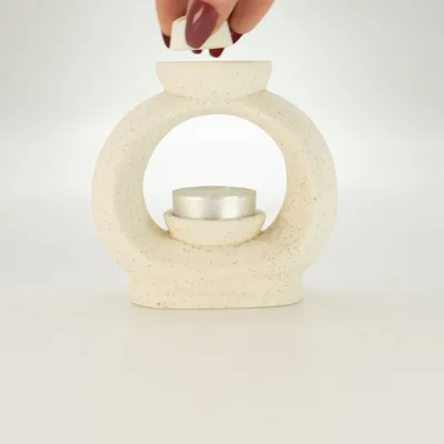 Ceramic Zen Olio Bruciatore - Large Oval Pebble - Speckled Off-White — foto 4