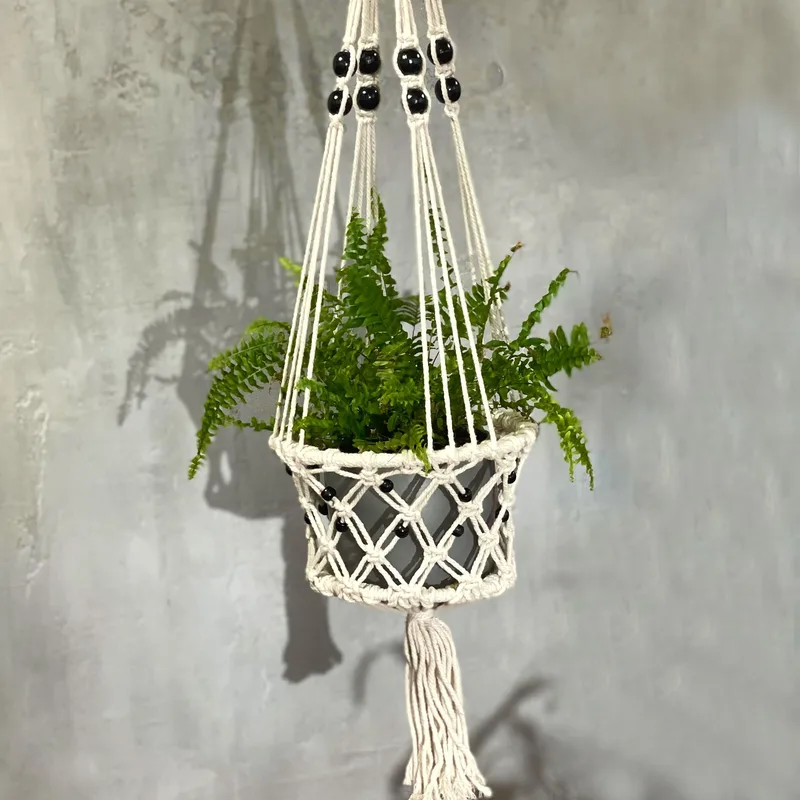 Macrame Pot Porta Lrg Single Beaded — foto 4
