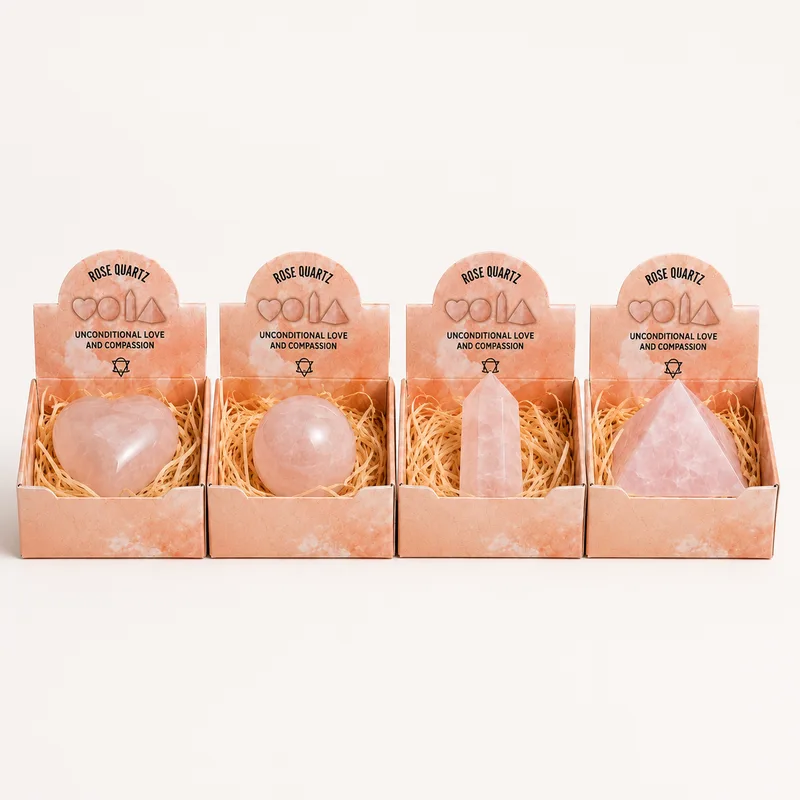 Four Gemstone Shapes - Rosa Quartz