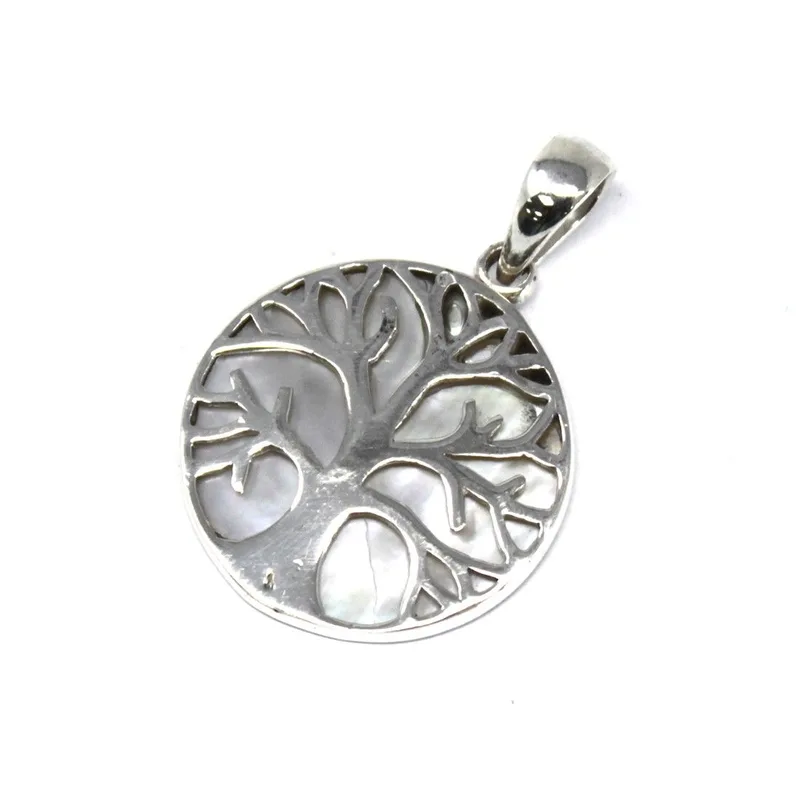 Albero della Vita Argento Pendente 22mm – Madreperla