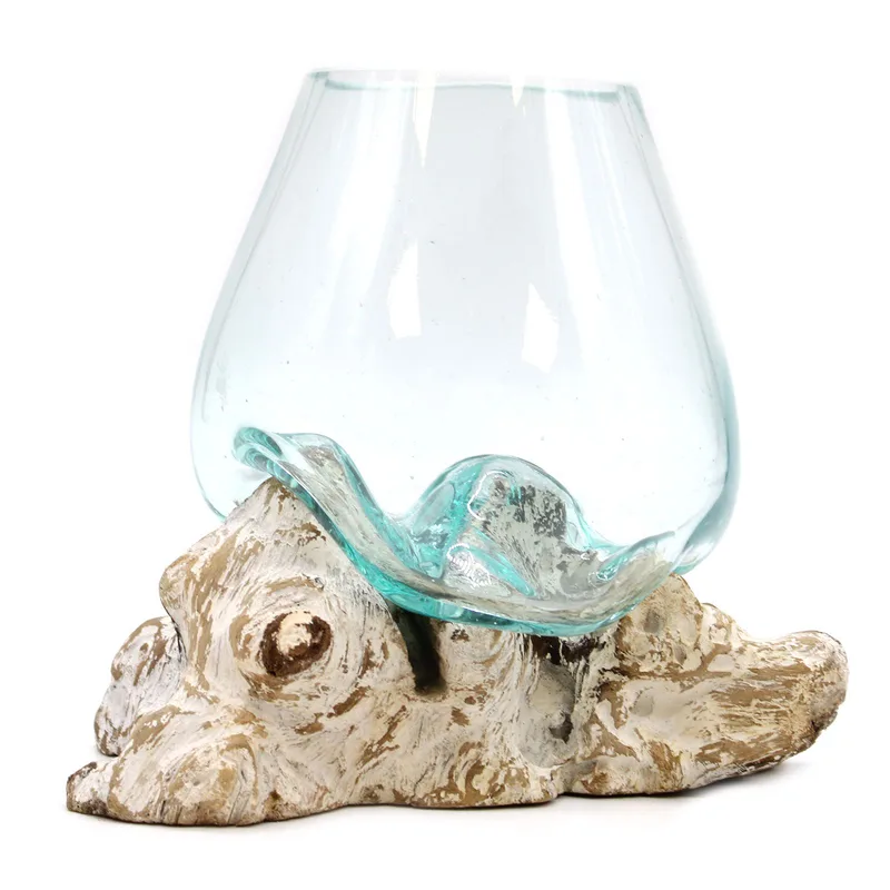 Molten Glass on Whitewash Legno Large Bowl
