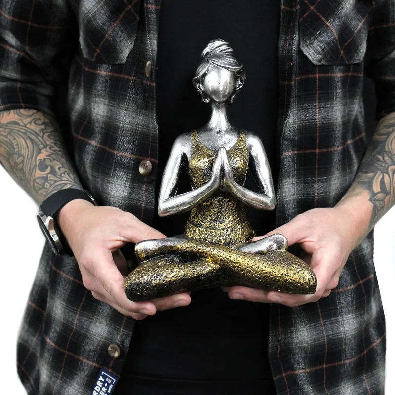 Yoga Lady Figure Bronze & Nero 24cm — foto 3
