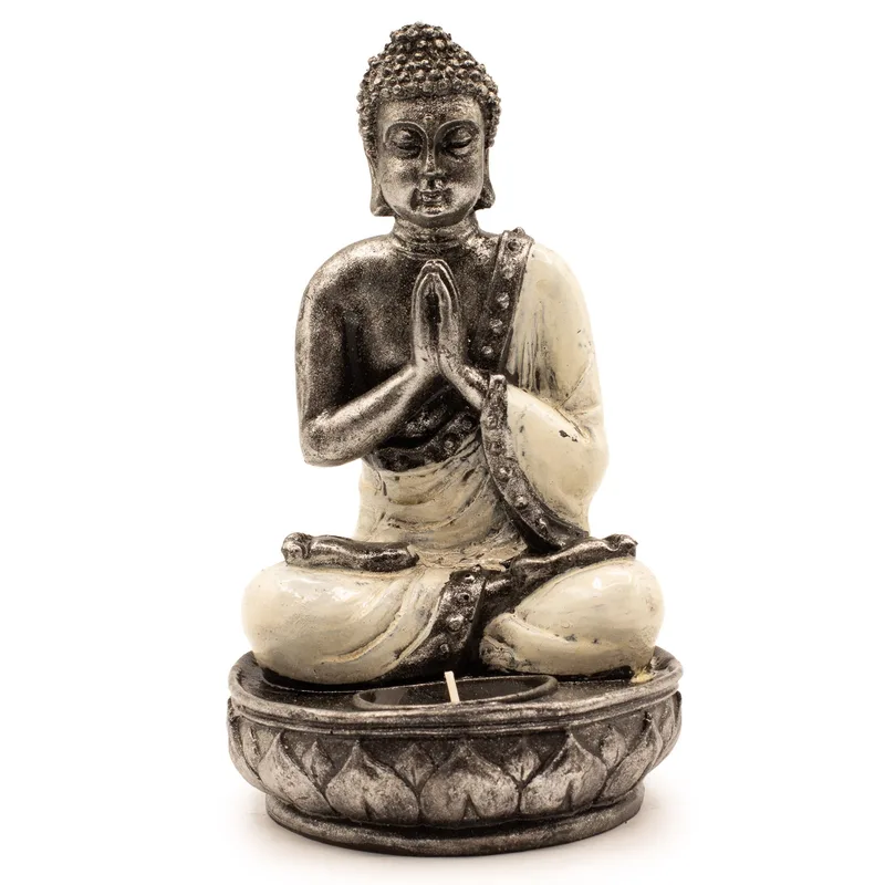 Buddha Candela Porta Bianco Medium