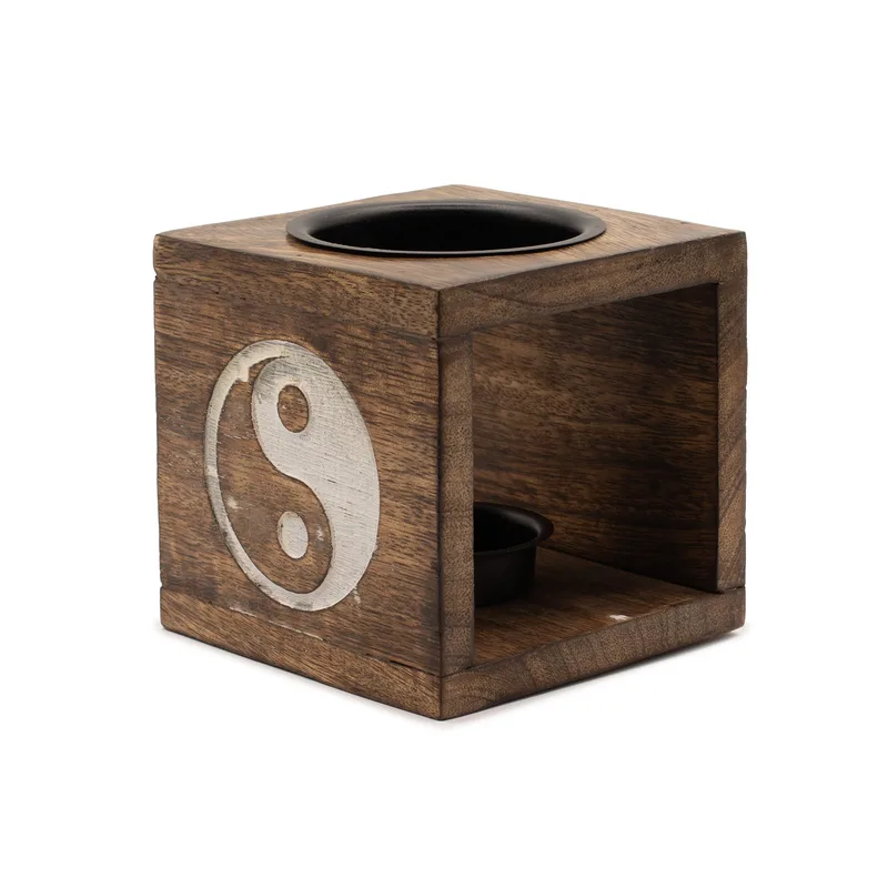 Square Mango Legno Olio Bruciatore - Yin Yang
