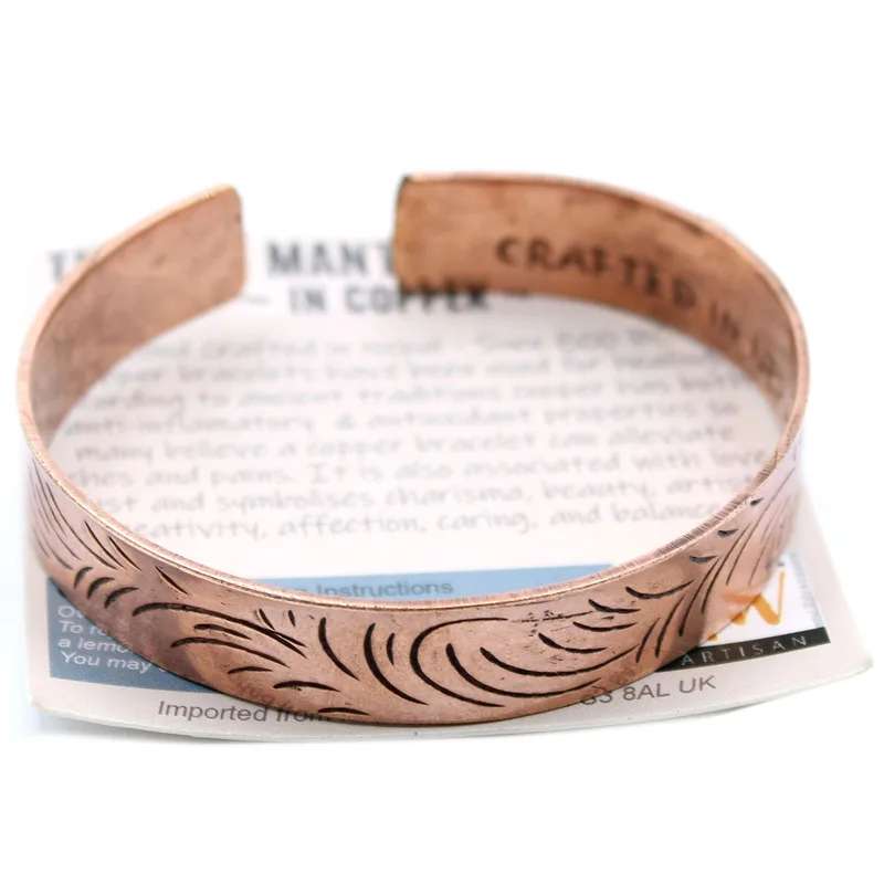 Copper Tibetan Bracelet - Wide Tribal Swirls — foto 2
