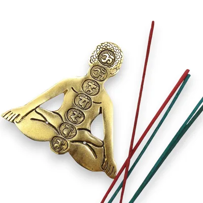 Oro Aluminum Seven Chakra Yoga Incenso Porta 12x12cm