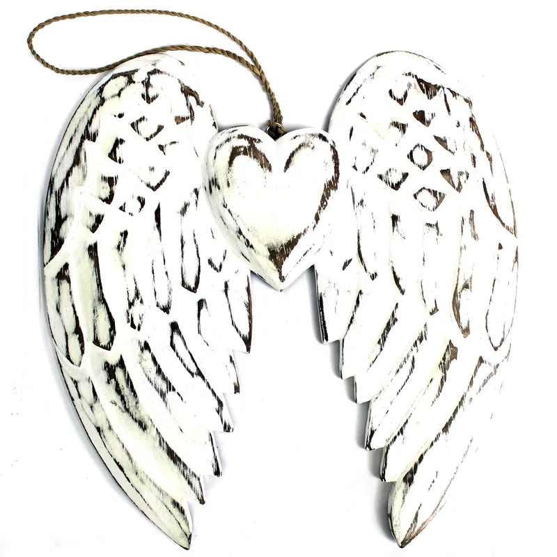 Hand Crafted Double Angel Wing & Heart 24cm