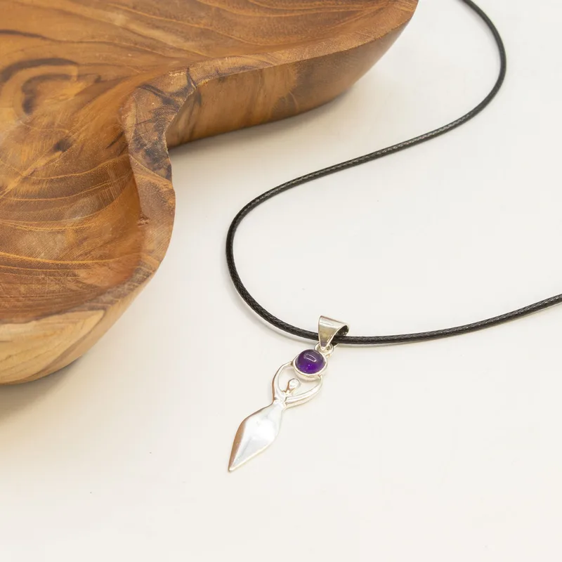 Indian Devotional Pendant Argento Plated Goddess Amethyst — foto 1