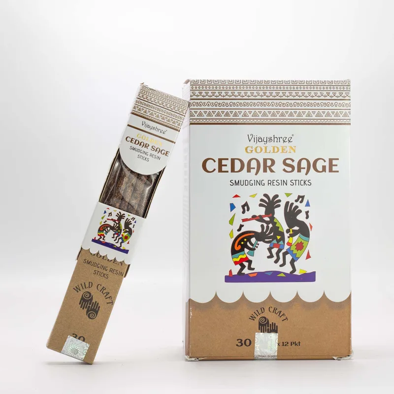 30g Golden Cedar Sage Smudging Resin Sticks (6s) — foto 4