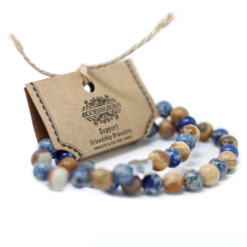 Set di 2 Braccialetti Amicizia con Pietre Preziosa – Lealtà – Amazonite e Giada Gialla — foto 1