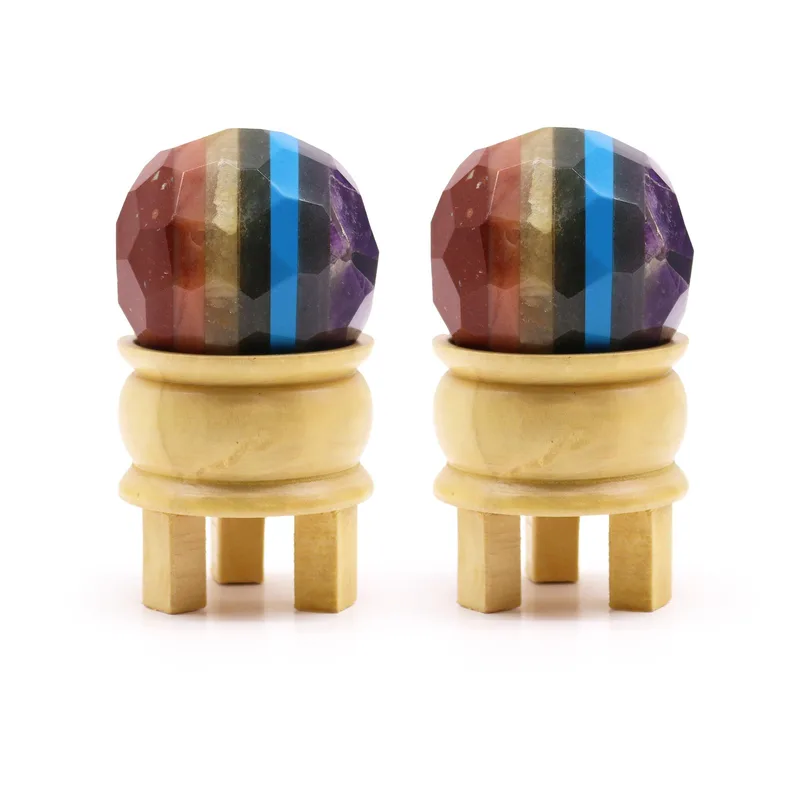 Gemstone Faceted Healing Ball & Stand Seven Chakra — foto 3