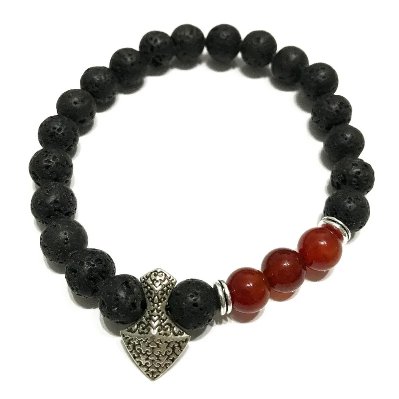 Bracciale di Pietra Vulcanica - Carneol a Testa di Martello