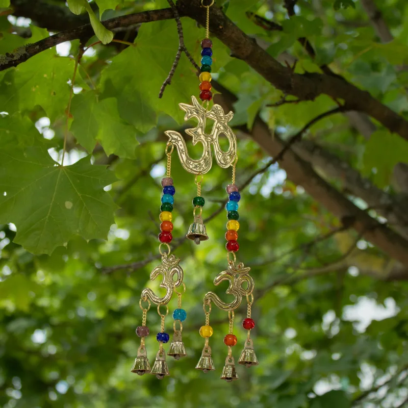 Indian Chimes Brass Om with Chakra Beads 7 Bells 9.5x32cm — foto 4